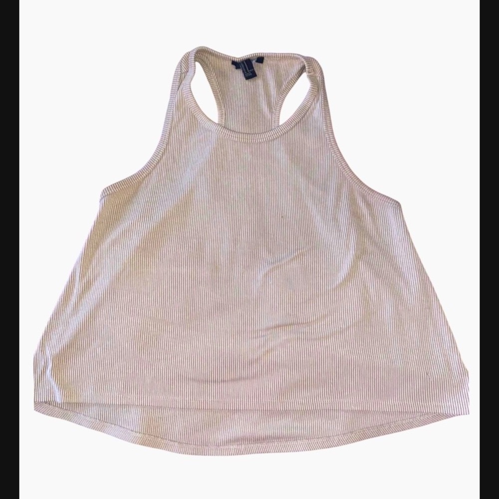 Forever 21 Women’s Ribbed Racerback Tank Top - Cream